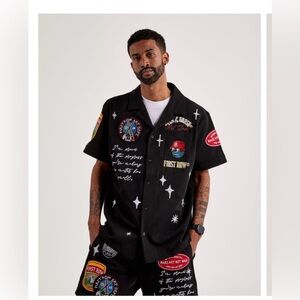 MENS FIRST ROW PEN & BRUSH WOVEN SHIRT Sz L